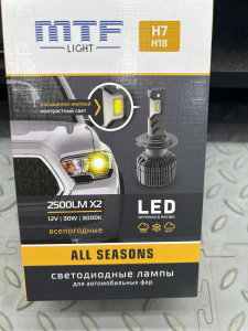 ������������ ����� MTF Light, ����� ALL SEASONS LED, H7/H18, 30W, 2500lm, 3000K, �����, ��������.