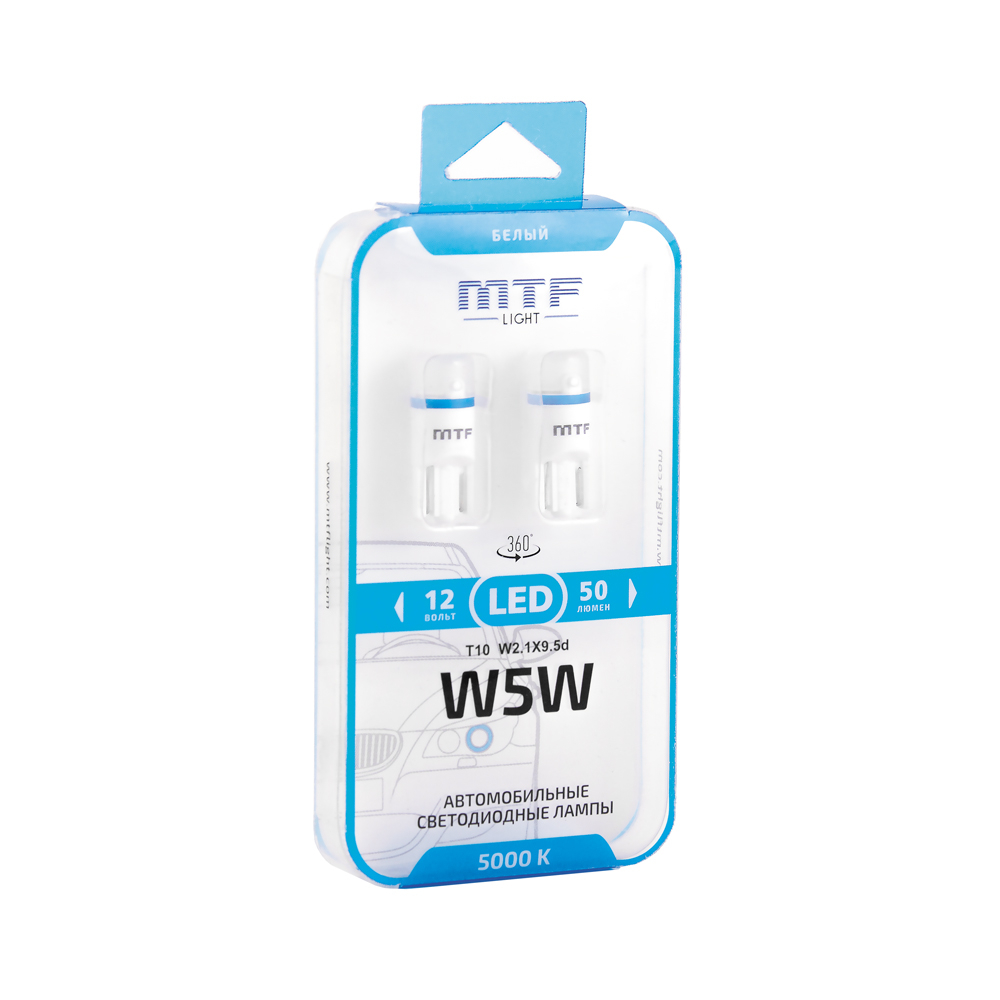 ������������ ��������� MTF Light W5W/T10, 12�, 1��, 5000�, 2��