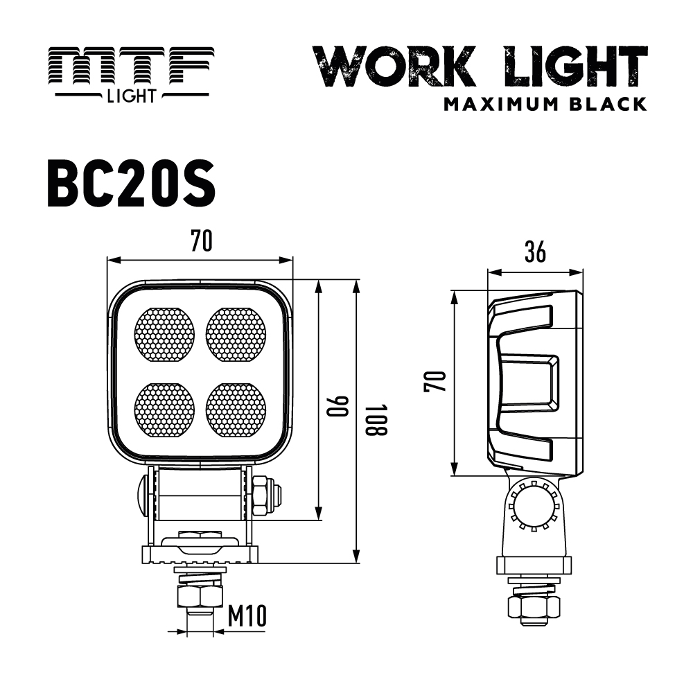 ��������� ������������ MTF LIGHT ����� MAXIMUM BLACK 12-36V, 20W, 2000lm, ECE R10, ����������, ��.